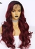 26"Dark Root Ombre Burgundy Front Lace Body Wave Synthetic Wig