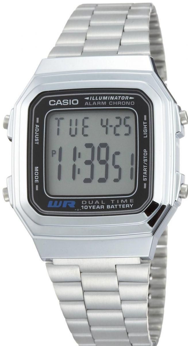 Casio Illuminator Men's Grey Dial Stainless Steel Band Watch - A178WA-1AV