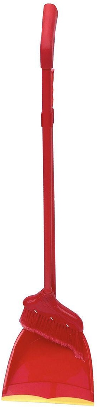 Dust Pan + Dust Brush With 2 Plastic Handles - 90 Cm - Red