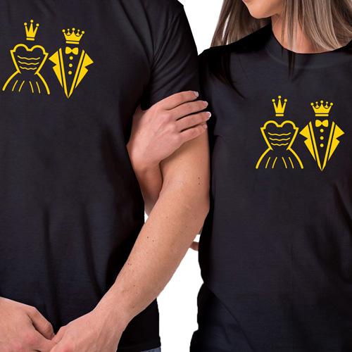 Cotton T-Shirt Unisex King &amp; Queen Lovers - 5 Sizes (Black)