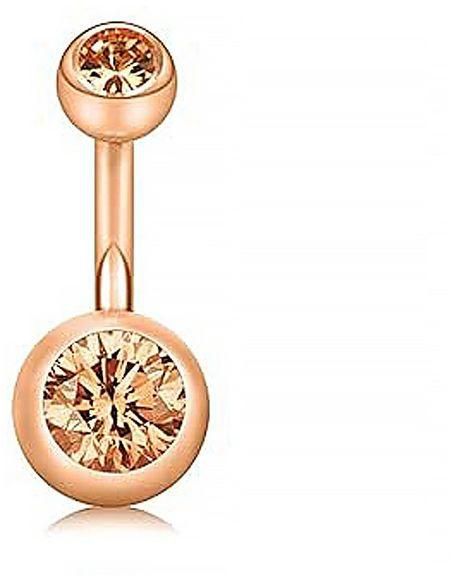 BIJOUX BEAUTIQUE Navel Belly Button Gem Curved Barbell Piercing Jewelry – Rose Gold, Topaz