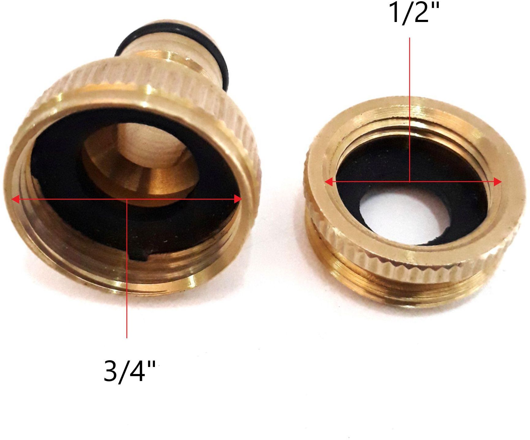 Solid Full Brass Adaptor 3/4 Inch With 1/2 Inch Thread Reducer for Garden Hose