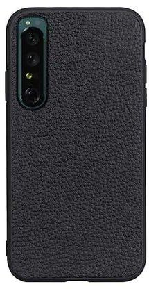 HuHa Case Cover Compatible For Sony Xperia 1 IV Accurate Hole Genuine Leather Phone Case Black