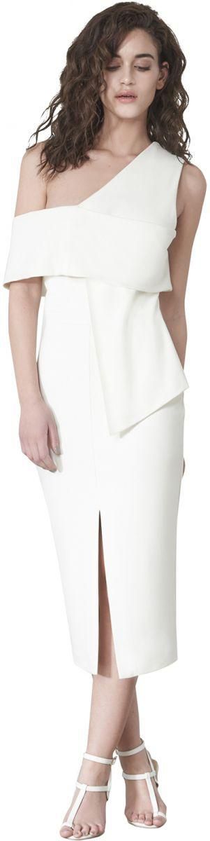 Lavish Alice Asymmetric Midi Dress for Women - Off White