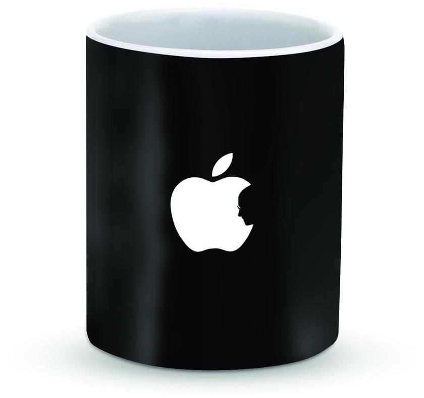 Stylizedd Mug - Premium 11oz Ceramic Designer Mug - Steve's Apple - Black