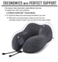 Luxury Memory Foam Travel Pillow with Ear Plugs Eye Mask and Mesh Bag Dark Grey 28x27x14cm