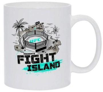 مج بطبعة "Fight Island" أبيض / أسود / أزرق