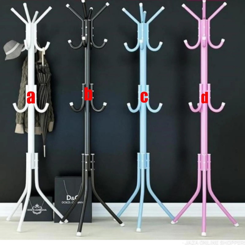 COAT STAND-MADE OF CARBON STEEL DOESN’T RUST.  SUITABLE FOR HANGING COAT, SCARF, HAND BAGS , CAPS- CUTE AND CLASSY