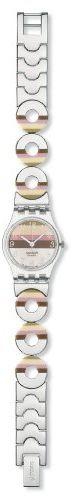 Swatch Women's LK258G Quartz Stainless Steel Silver Pink Brown Dial Measures Seconds Watch