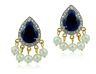 Vera Perla 18K Gold 0.24ct Diamonds Royal Indian Sapphire Earrings