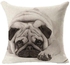 18-Inch Cute Dog Print Cushion Cover Beige/Black 45x45centimeter