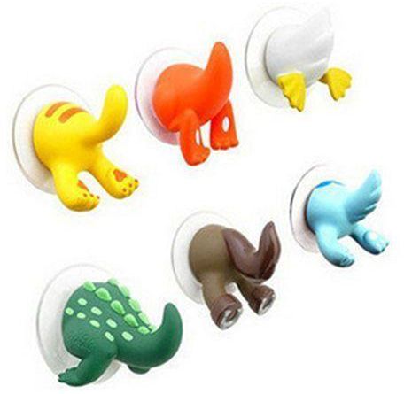 Universal Animal Tails Baby Shower Cloth Towel Bathroom Suction Cup Hooks Hangers Suckers(Color Random)