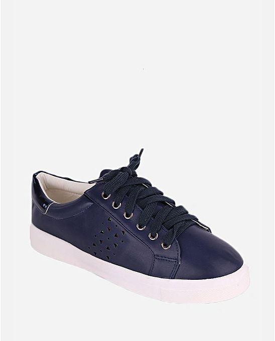 Joelle Casual Leather Sneakers - Navy Blue