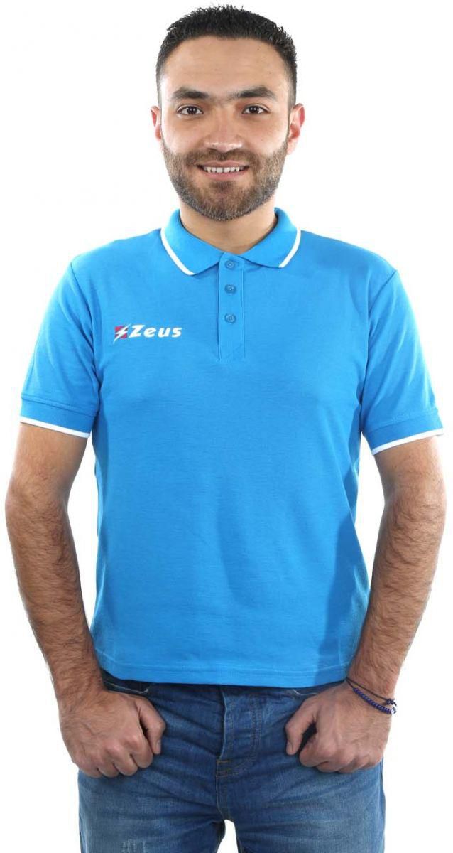 ZEUS Light Blue Cotton Shirt Neck Polo For Men
