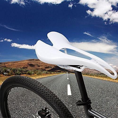 Generic 3K Matte Road MTB Bike Bicycle Full Carbon Fiber Cushion Hollow Saddle Seat - White