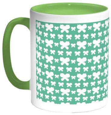 Butterflies Printed Coffee Mug Green/White