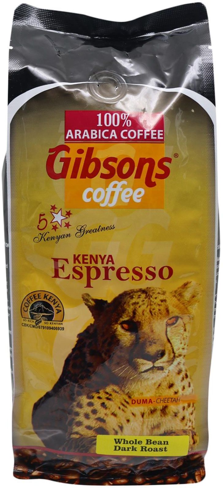 Kenya Gibsons Espresso Whole Dark Roast Coffee Beans 454g