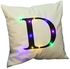 LED Light Up Letter Print Throw Pillow Cover White 45x45centimeter