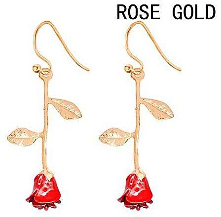 Fashion 3 Colors Lovely Rose Pendant Earrings Gifts For Lover Simple Flower Jewelry For Women