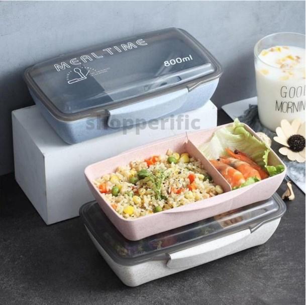 Portable Healthy Wheat Straw Lunch Box Kids Office Microwave