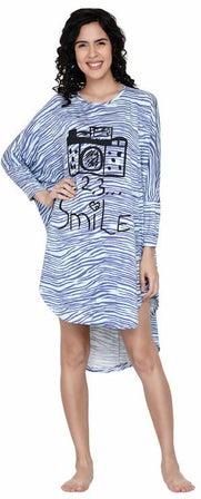 Loose Fit Knee Length Night Gown Purple