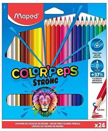 Maped Strong Color'Peps Colouring Pencils - 24 Ultra-Resistant and Ergonomic Colouring Pencils - Pack of 24 Pencils