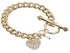 JUICY COUTURE PAVE HEART CHARM TOGGLE BRACELET GOLD