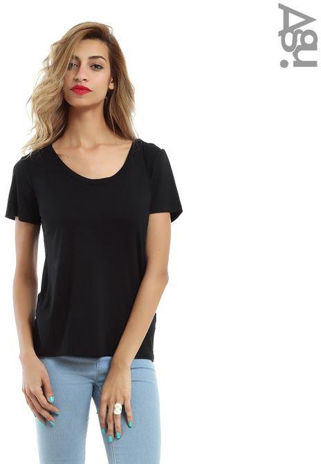 Agu Basic Solid Casual T-shirt - Black