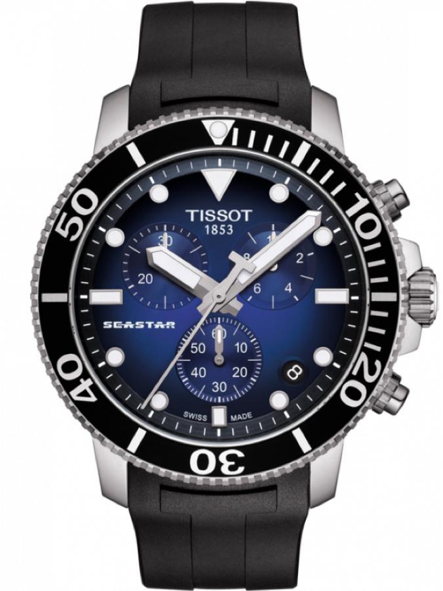 Tissot Chronograph Rubber Band Black Dial Wrist Watch For Men
