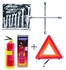 Car Fire Extinguisher + Wheel Spanner + 8 Pcs Flat & Ring Spanner + C-Caution Sign..