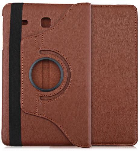 Generic Lichee Pattern Smart Cover Case Stand For Samsung Galaxy Tab E 9.6 T560 / T561 - Brown