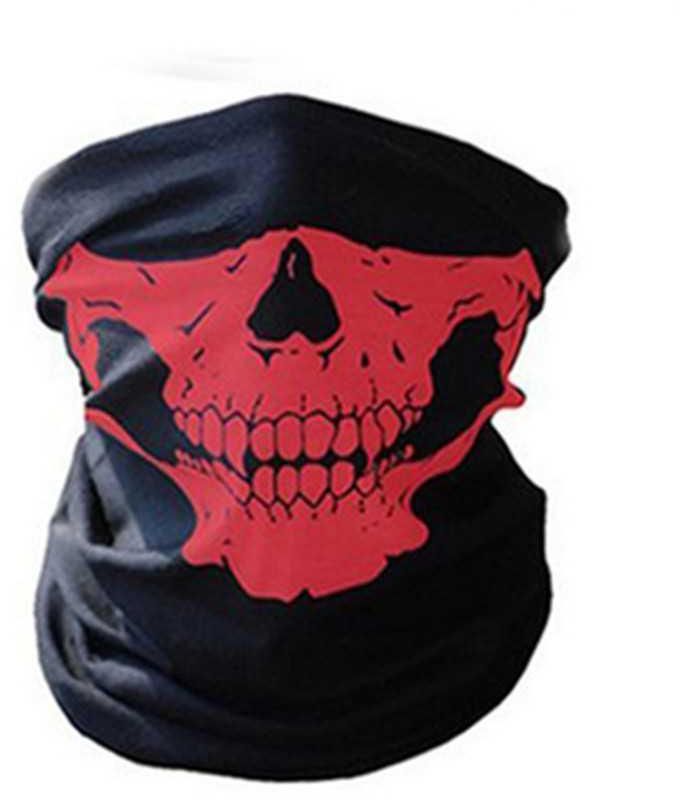 Unseamed Headband Skull Bandana Helmet Neck Face Mask Thermal Scarf Halloween Props (Red)
