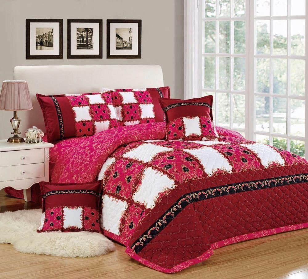 Compressed 4 Pcs Comforter Set By Moon, Single size, Red HZR-03