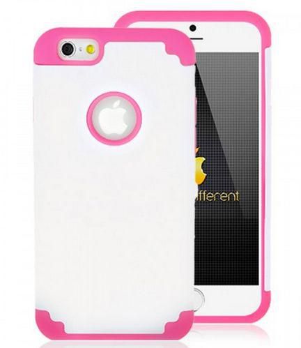 Colorful Two-tone Protective Hard & Silicon Back Cover Case for iPhone 6 - White