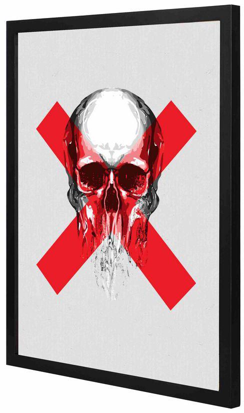 X skull red Wall Art with Pan Wood framed for home Black color 43 x 53cm By LOWHA