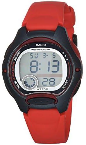 Casio Women's Digital Quartz Watch with Resin Strap LW-200-4AVCF, Red/Black, strap