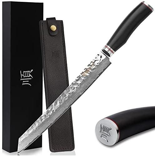 YOUSUNLONG Max Sujihiki Knife 11" Japanese Pro Carving Knife Damascus Steel Ergonomic Design Slicing Knife Ebony Handle