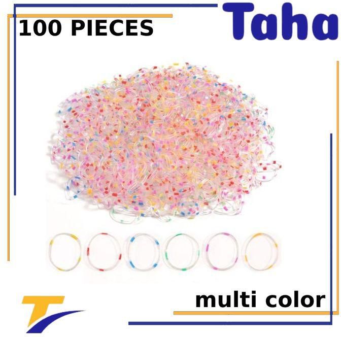 Taha Offer Small Flexible Waterproof Hair Elastics 100 Piecec Multiple Colors