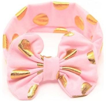 Turban Knotted Bow Headband Pink/Gold