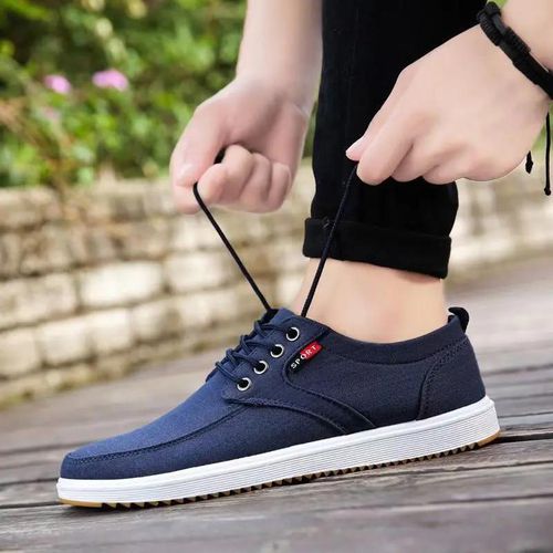 Mens Canvas Fashion Sneaker Causal Lace-Up Skateboarding Soft Non-Slip Comfortable Street Shoes 