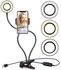 Selfie Ring Light With Cell Phone Holder Stand For Live Stream/Makeup, LED Camera Lighting [3-Light Mode] [10-Level Brightness] With Flexible Arms Compatible IPhone 8 7 6 Plus X 6s SE Android