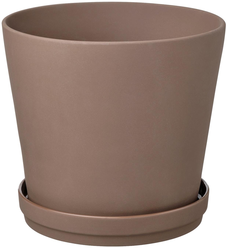 KLARBÄR Plant pot with saucer - in/outdoor brown 24 cm