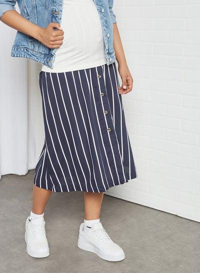 Striped Midi Maternity Skirt Navy Blazer