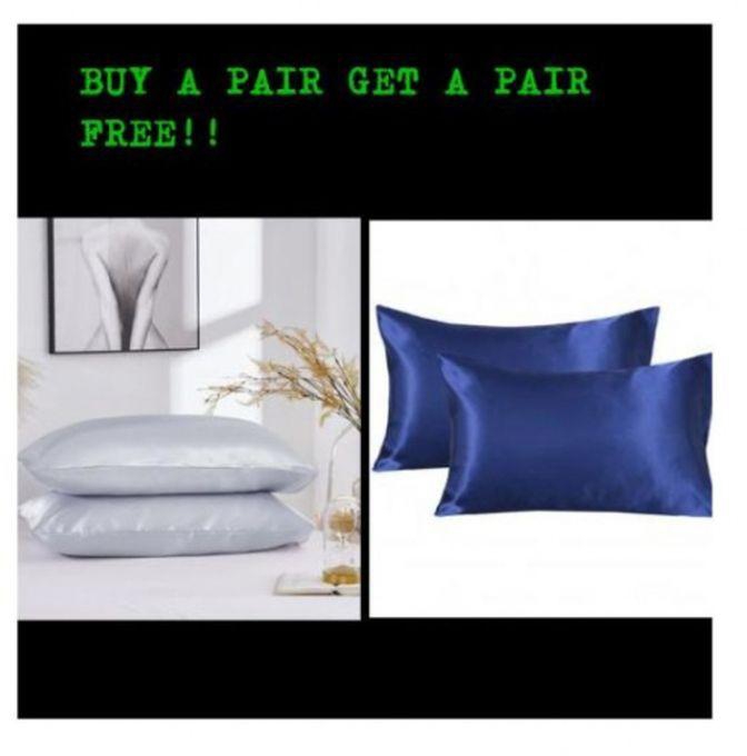 Fashion 4pcs Satin Bed Pillow Case Pillowcase (White&Navy)