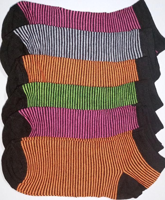 Fashion 6-Pack Women's Ankle Socks Neon Colors Size 9 - 11 Small Stripes