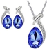 Women Crystal Pendant Necklace Stud Earring Jewelry Set