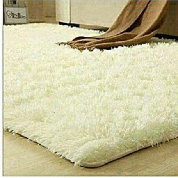 Off White Fluffy Carpet - 7 by 9 Ft