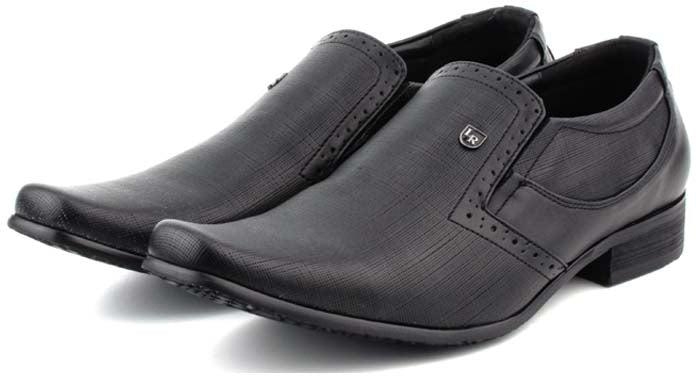 LR LARRIE Men's Flexible Business Pointed Toe Shoes - 6 Sizes (Black)