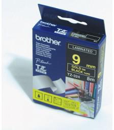 Brother TZ-324 P-touch® Label Tape, 9mm, (3/8"), Gold on Black