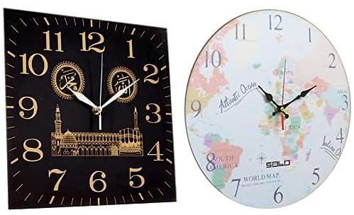 Bundle of wall clock mauve + Solo B268 Wooden Round Analog Wall Clock - 40 cm